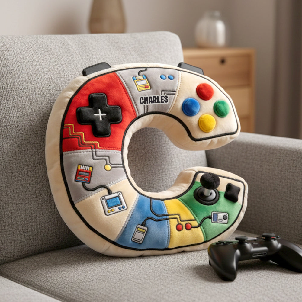 Game Controller Initials Letter Pillow - Personalized Gifts For Kids 01NATN151225-Homacus