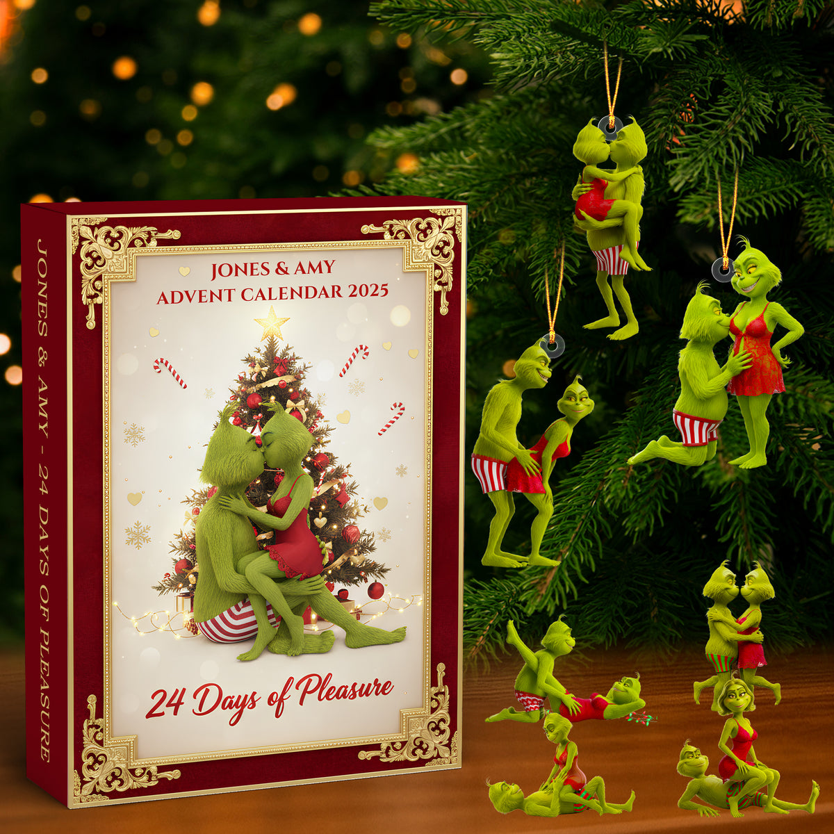 Naughty Green Couple Christmas Advent Calendar - Personalized Gifts For Couple 02nadt101025-Homacus