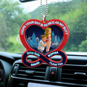 Funny Couple Acrylic Car Visor Clip - Personalized Gifts For Couple 03NATN090226-Homacus