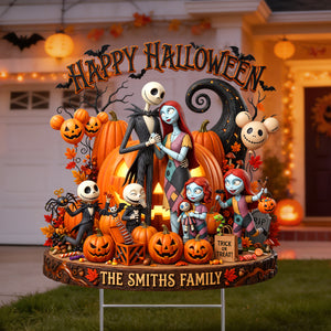 Spooky Family Happy Halloween Yard Sign - Personalized Halloween Gifts For Family 012padh050826-Homacus