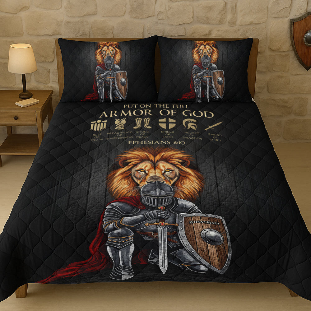 Armor of God Lion Warrior Personalized Qulit Bedding Set 01NADT070725-Homacus