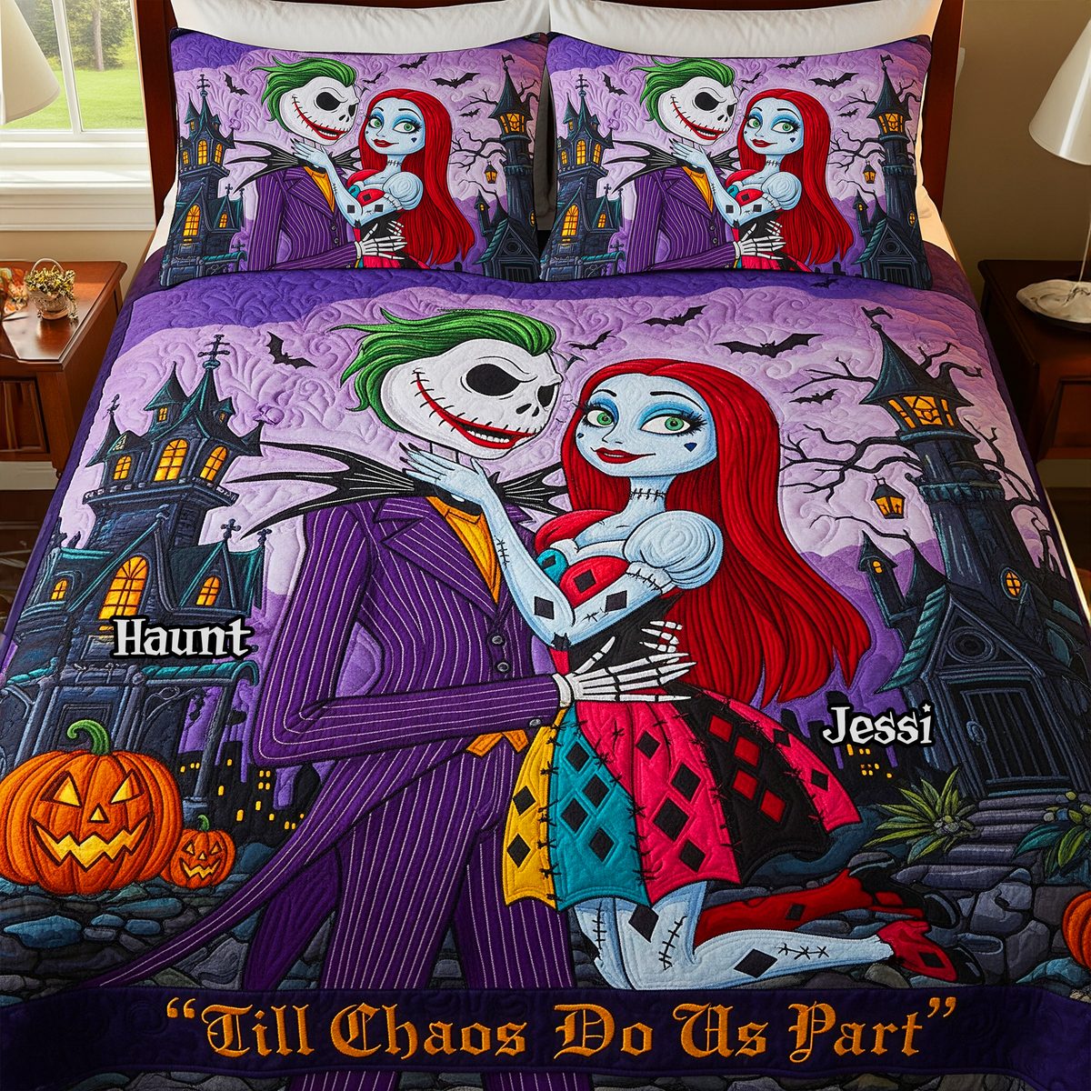 Spooky Couple Quilt Bed Set Special Line – Personalized Gifts For Couple 04NALU090825-Homacus