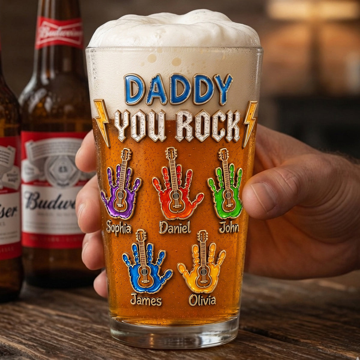 Daddy You Rock Beer Glass - Personalized Gifts For Dad 05palu130526-Homacus