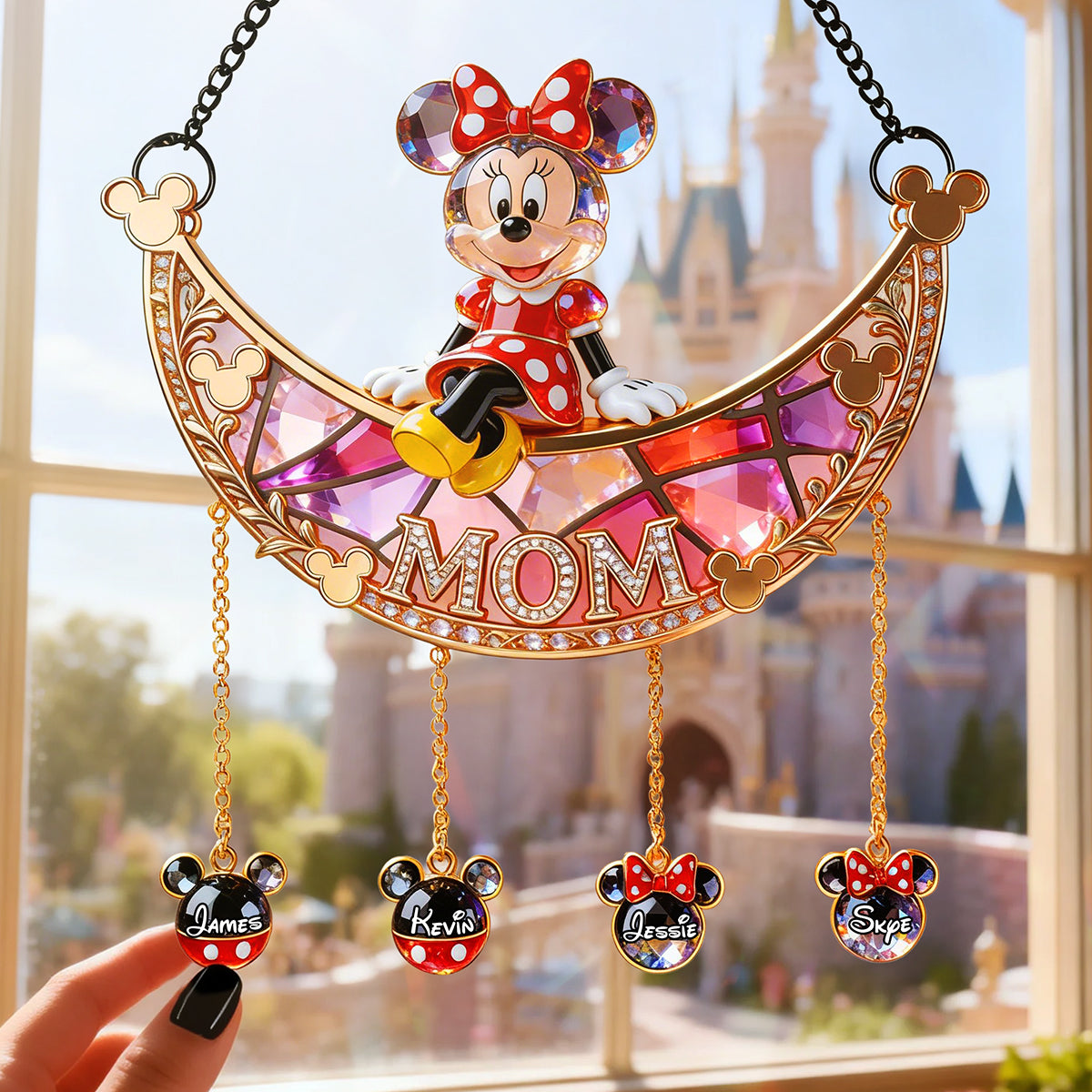 Mom with Kids Charms Suncatcher Ornament - Personalized Gifts For Mom 02kita170326-Homacus