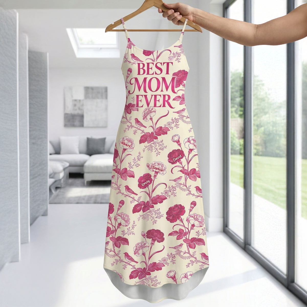 Flower Toile de Jouy Suspender Maxi Dress - Personalized Gifts For Mom 05PGQN200326-Homacus