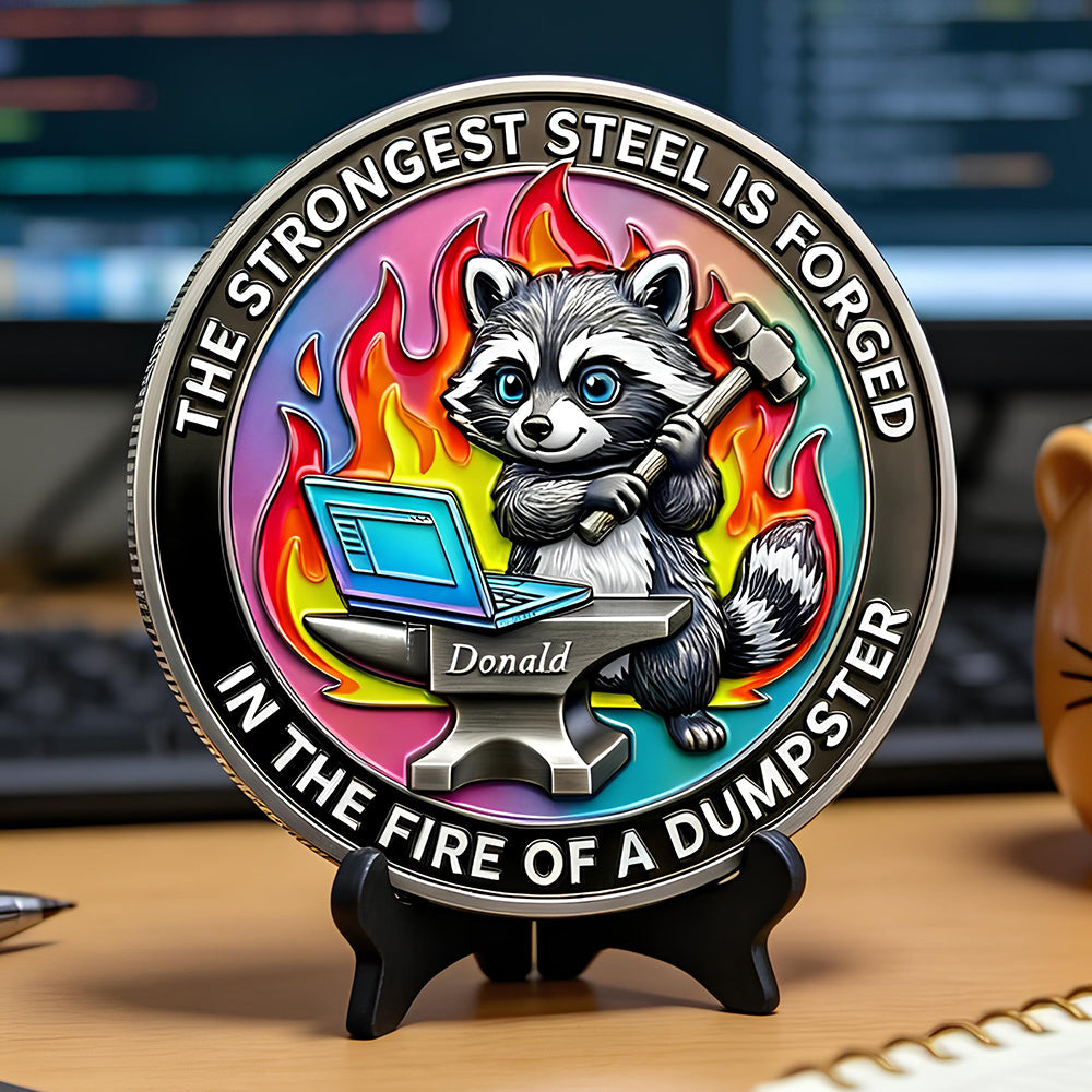 Funny Raccoon At Work Metal Coin - Personalized Gifts For Office Workers 03NADT030326-Homacus