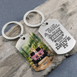 Personalized Gifts For Girl Keychain 01HUDT060624TM Car Girl With Watercolor Background-Homacus