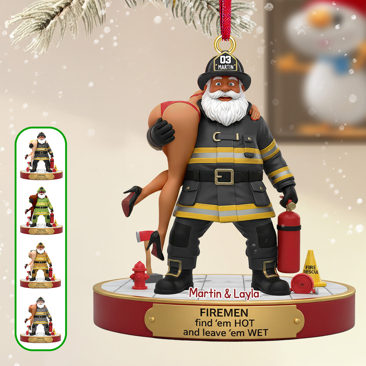 Naughty Firefighter Couple Ornament - Personalized Gift For Couple Christmas Ornament 06OHMG241125-Homacus