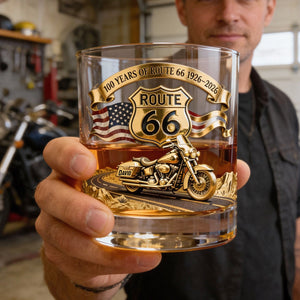 100 Years Of Route Personalized Gifts For Bikers 11oz Round Glass 03natn040226-Homacus