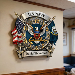 Veteran Wall Clock - Personalized Gifts For Military 1 Layer Acrylic Hanging Wall Clock HUVP030626-Homacus