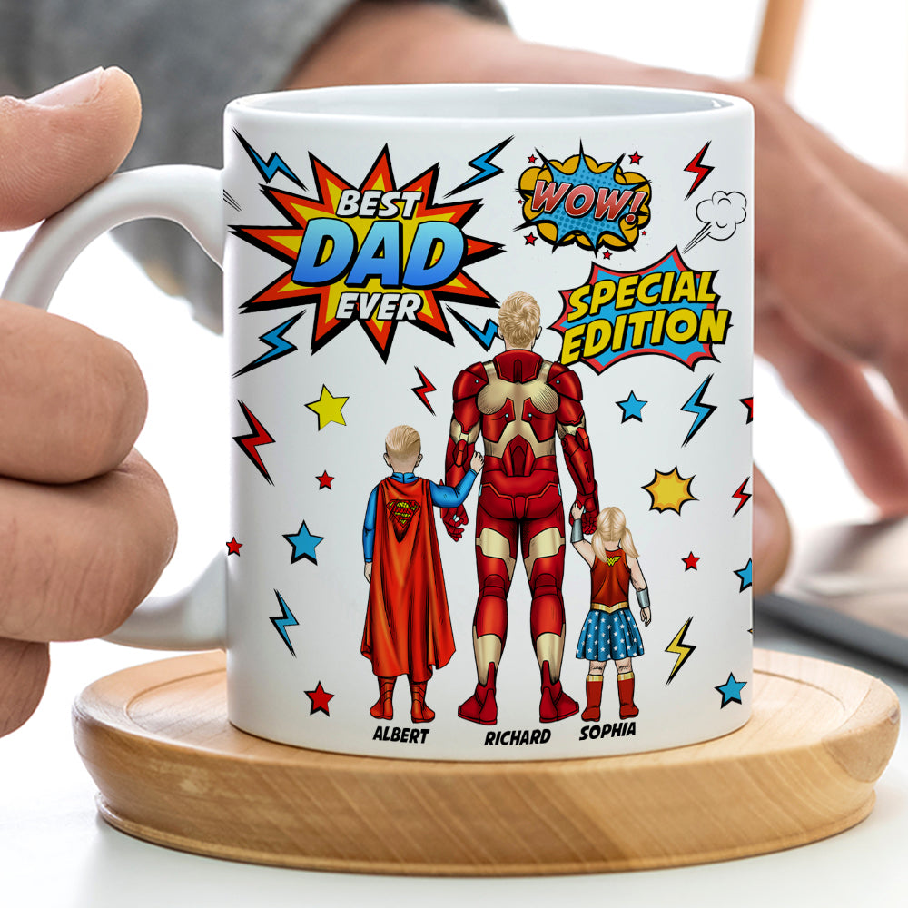 Personalized Gifts For Dad Coffee Mug Father's Day Super Dad And Kids 052ACQN200325PA-Homacus