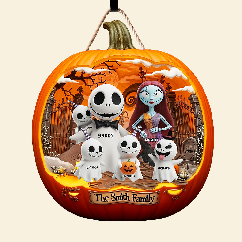 Spooky Family Pumpkin Wood Sign - Personalized Halloween Gifts For Family 01tgqn190825-Homacus