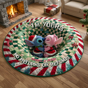 Kissing Alien Couple Round Mat - Personalized Christmas Gift For Couples 02NALU260925-Homacus