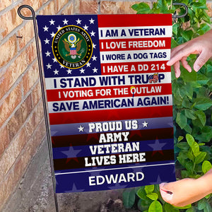 Personalized Gifts For Soldier Garden Flag 01NADT100724 Proud Veteran American Flag-Homacus