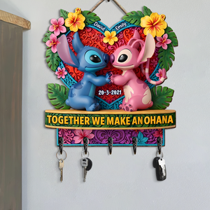 Couple Together Wood Key Hanger 03qhpu220525 - Personalized Gifts For Couple-Homacus