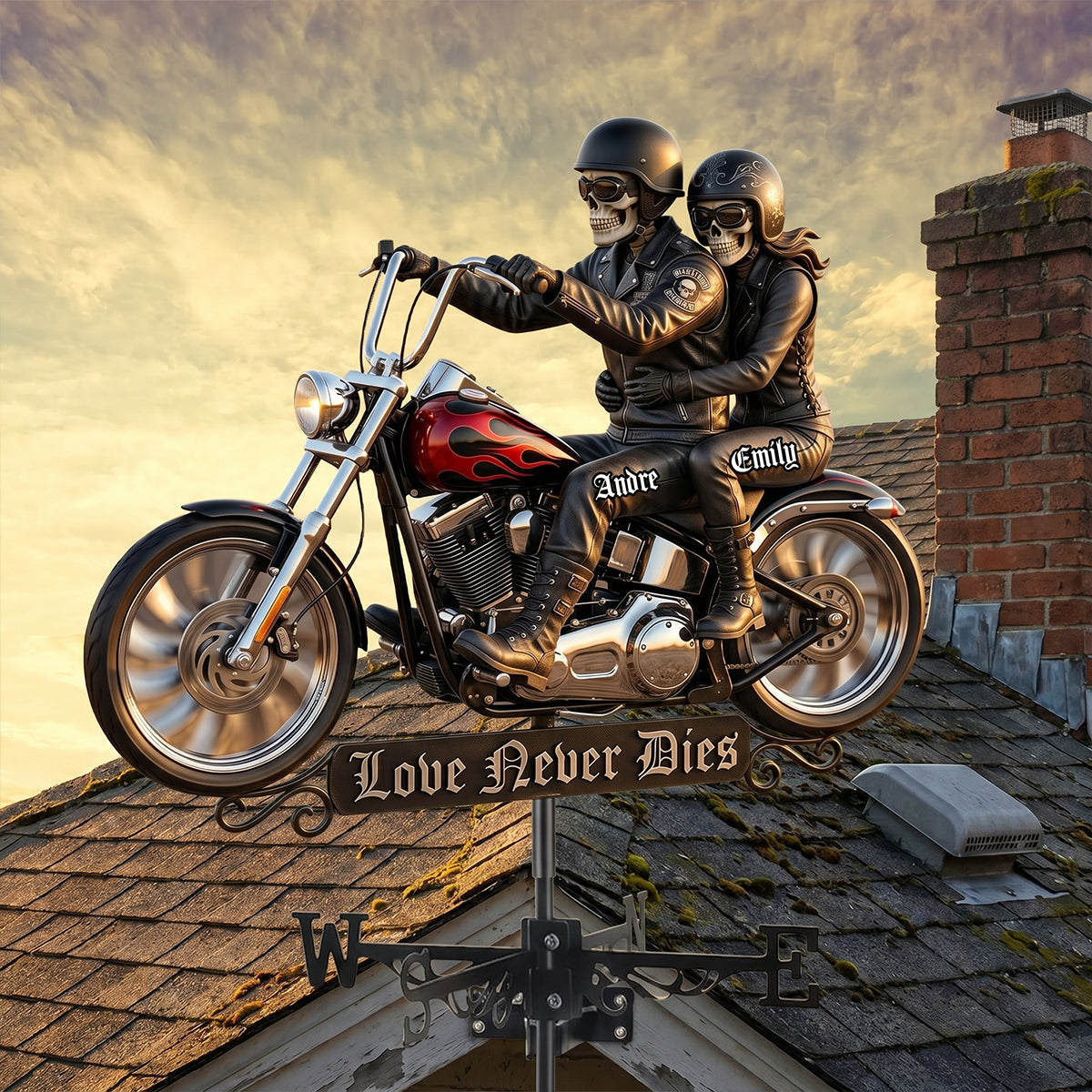 Skeleton Biker Weather Vane - Personalized Gifts For Couple 01nadh280526-Homacus
