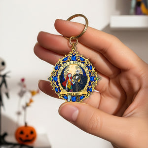 Gothic Skeleton Couple Keychain - Personalized Gifts For Couple 02HULU300825-Homacus