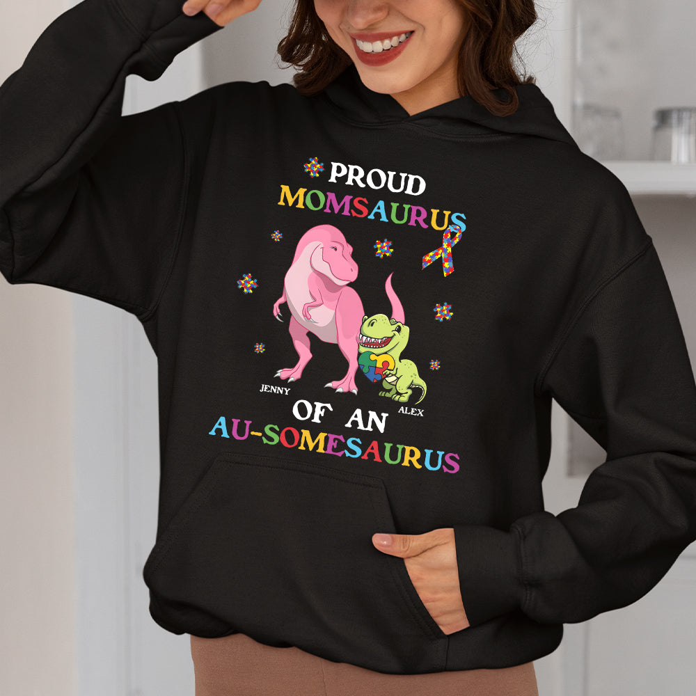 Personalized Gifts For Autism Mom Shirt Proud Momsaurus 05KAMH260225-Homacus