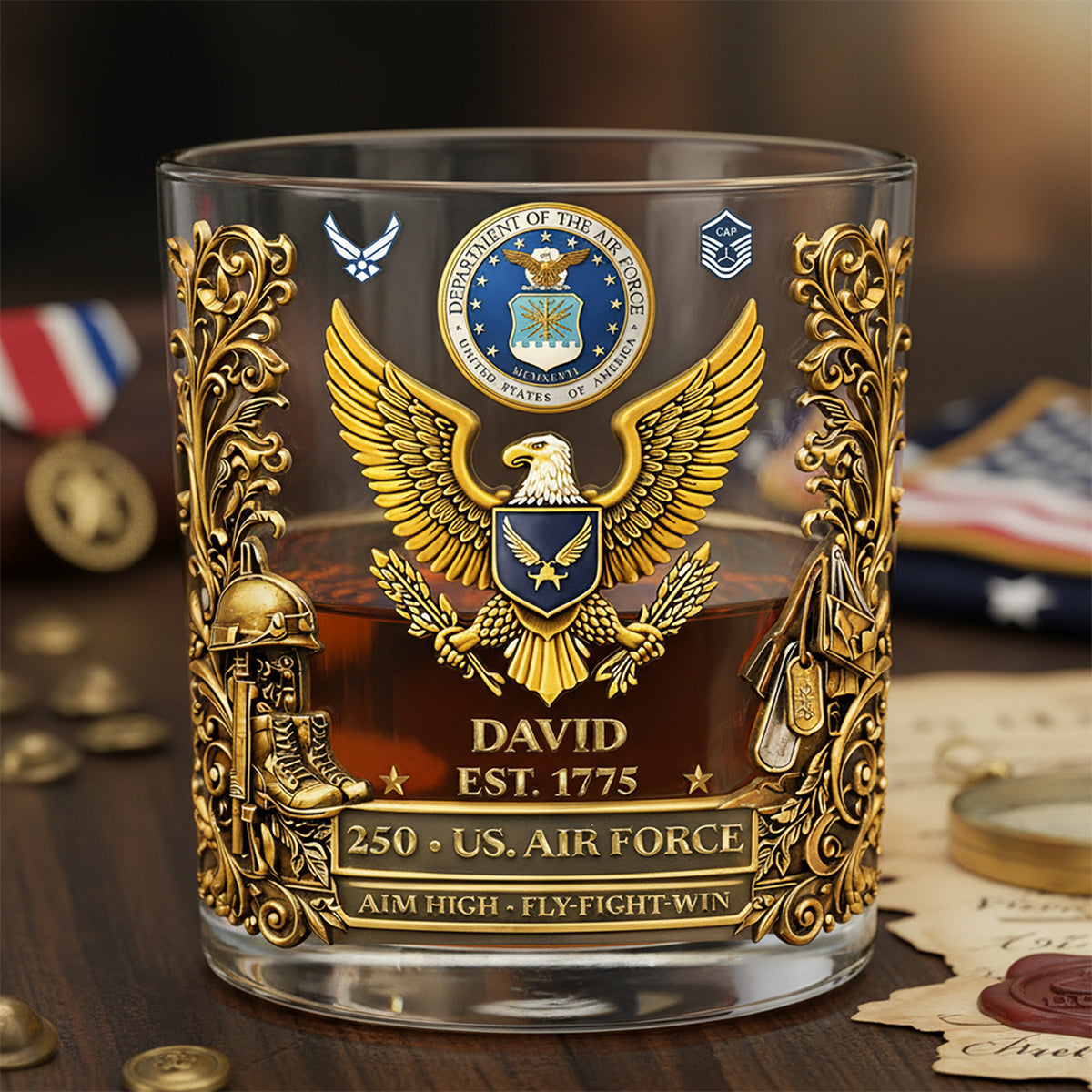 Proud Veteran 250th Anniversary Round Glass - Personalized Gifts For Veterans 02ohta120226-Homacus