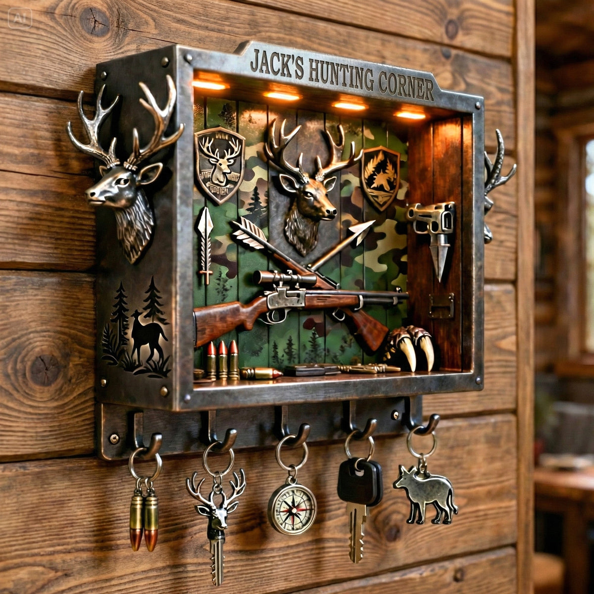 Deer Hunting Wood Key Hanger – Personalized Gifts For Hunters 02tgmg231225-Homacus