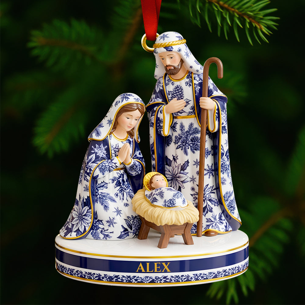 Toile de Jouy Nativity Christmas Ornament – Personalized Gifts for Believers 02PGDT021025-Homacus