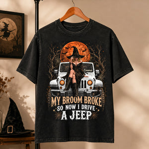 Witchy Off-Road Adventure Washed Shirt - Personalized Halloween Gifts 01hudh210826