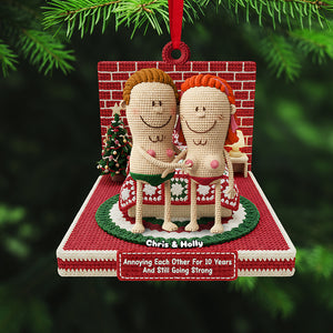 Personalized Gifts For Christmas, Knitting Funny Couple Acrylic Ornament 02nata241025-Homacus
