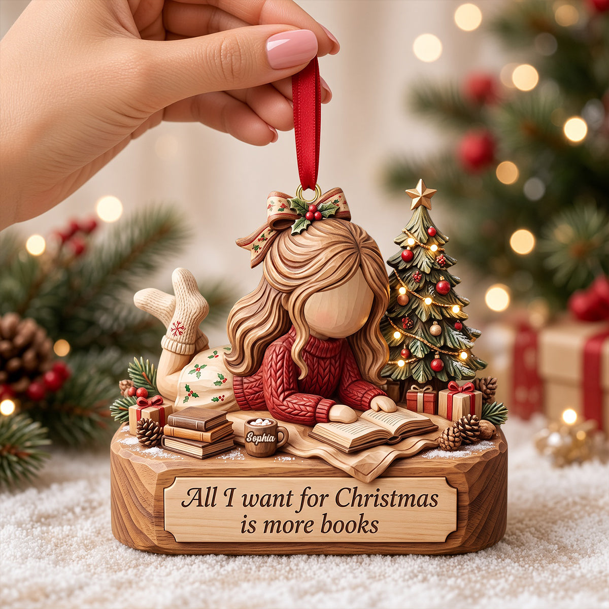 Bookish Girl Christmas Custom Shape Ornament - Personalized Gifts For Book Lovers 01PGTN131026-Homacus