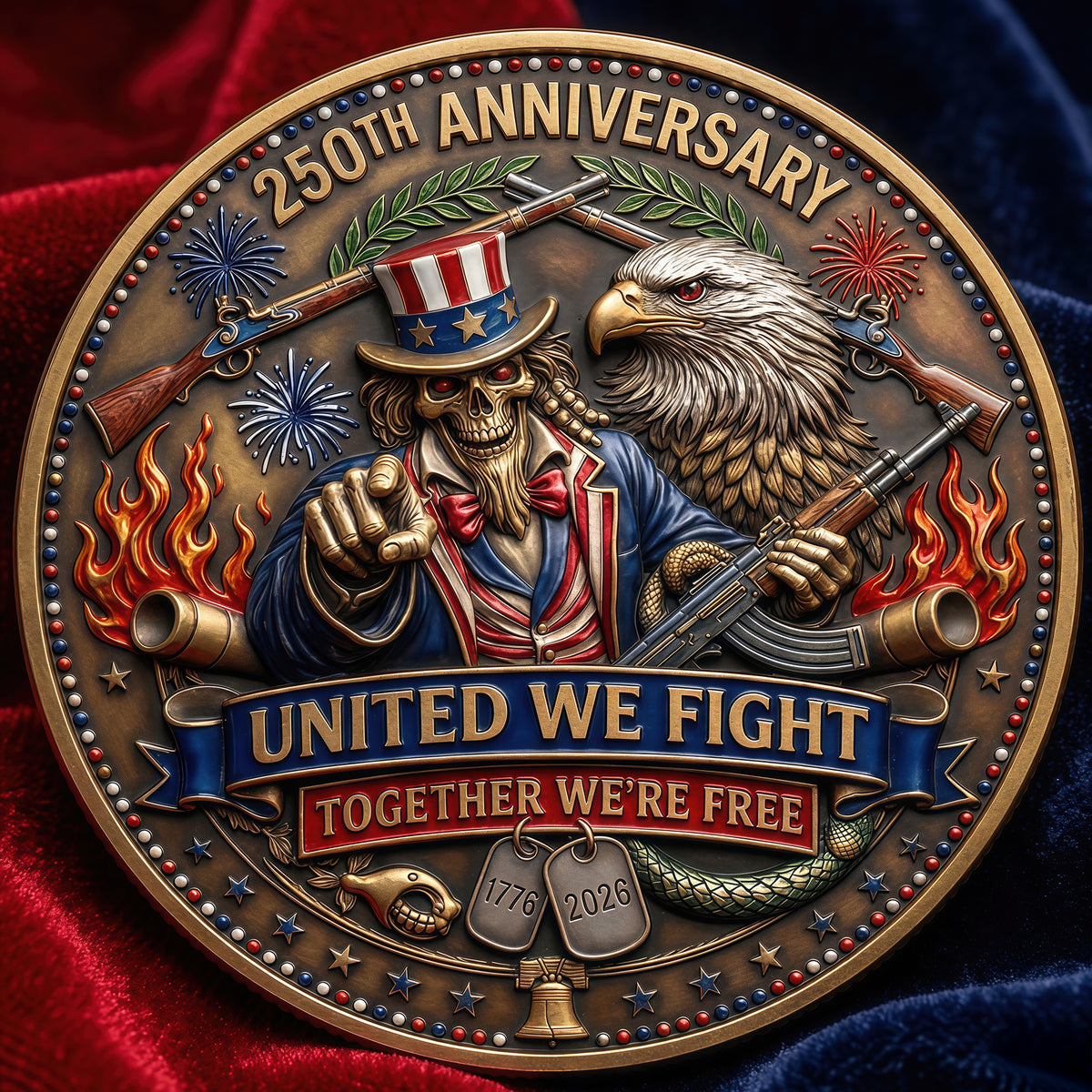 Celebrated America 250th Anniversary Printed Metal Coin - Personalized Gifts 03tyqn240326-Homacus