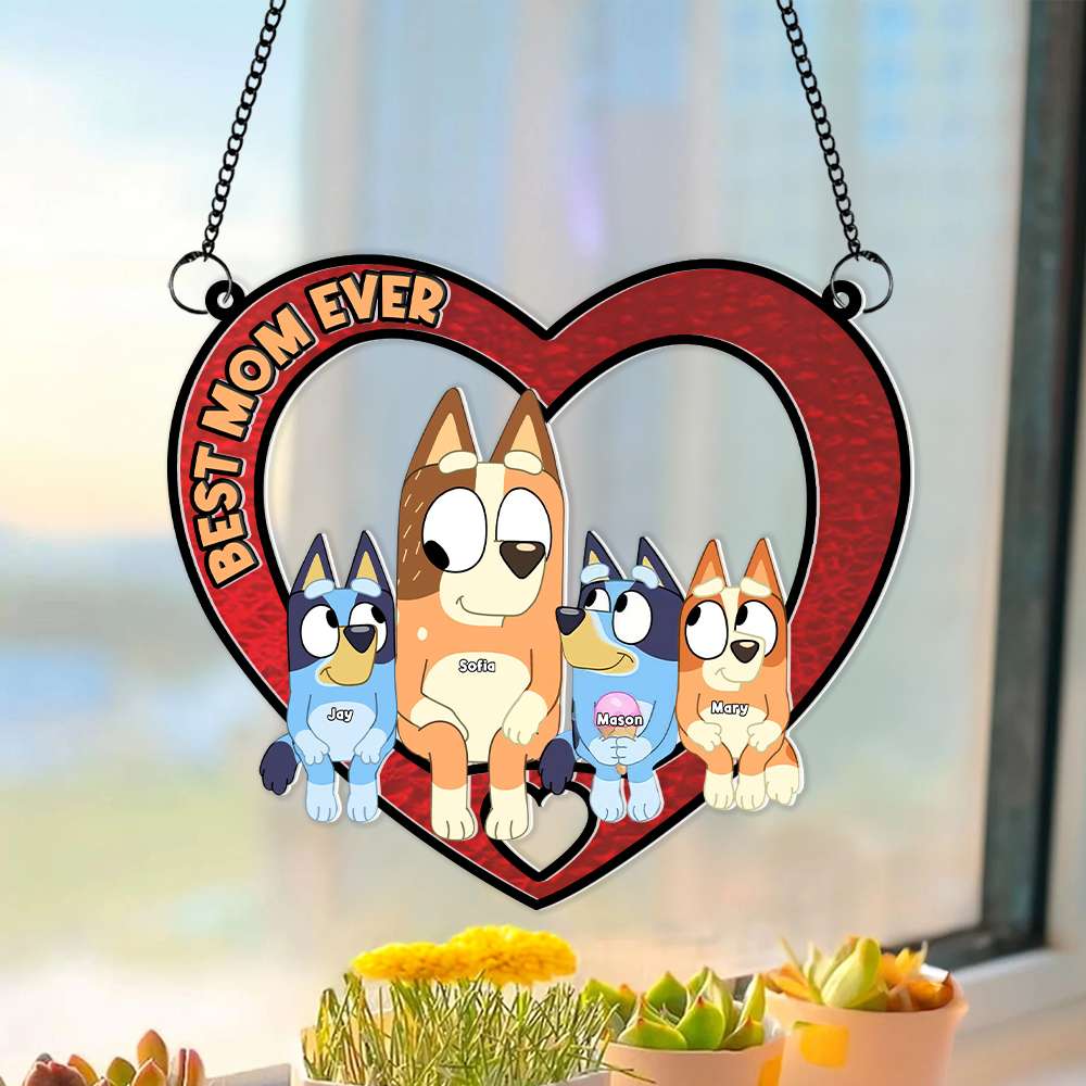 Personalized Gifts For Mom Window Hanging Suncatcher Ornament Best Mom Ever 02OHMH130225-Homacus