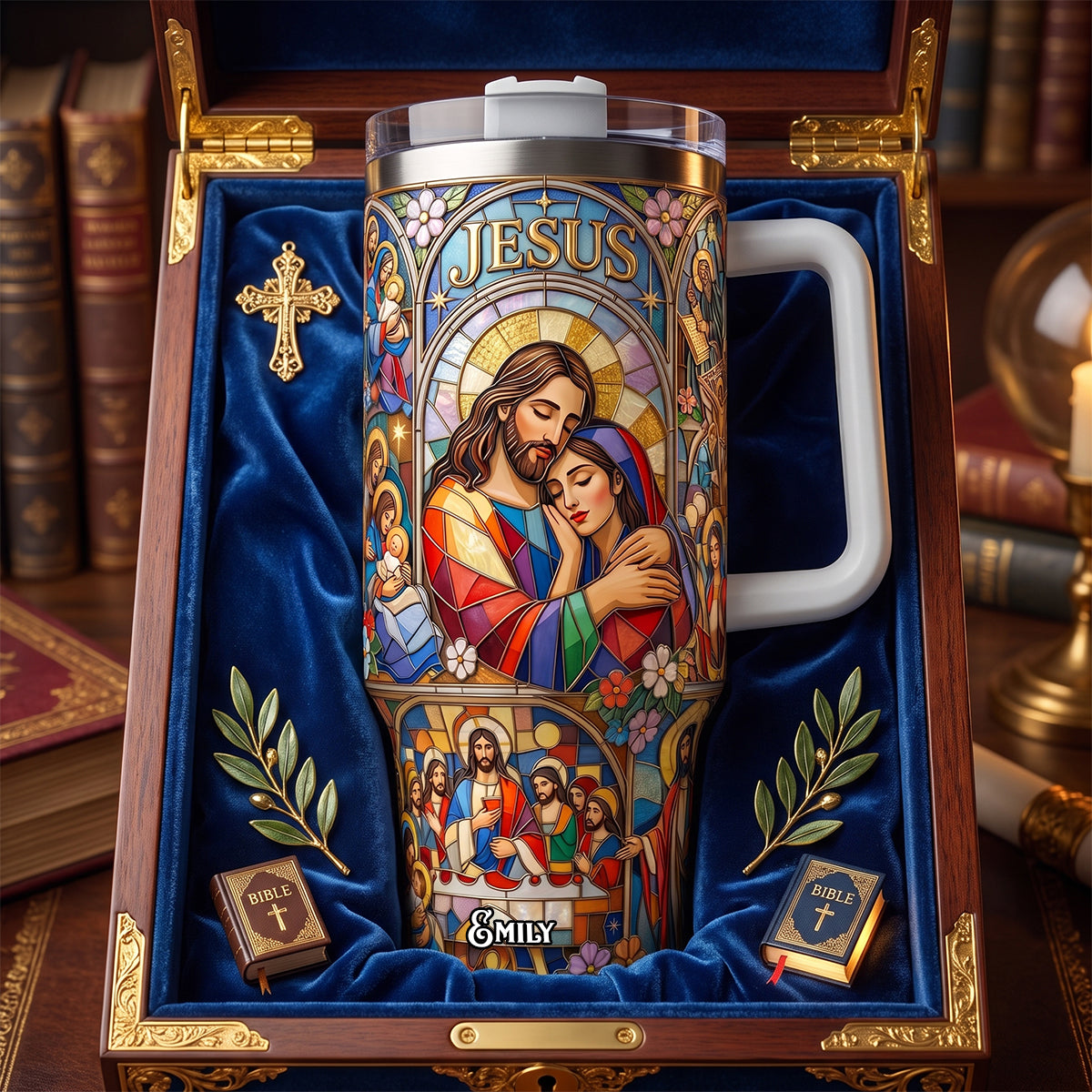 Jesus And The Saints 40oz Tumbler With Handle - Personalized Gifts For Christians 01padh010726-Homacus