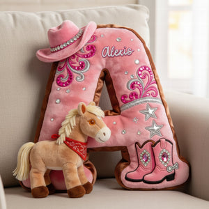 Cowgirl Alphabet Initial Letter Pillow - Personalized Gifts For Horse Lovers 03naqn111225-Homacus