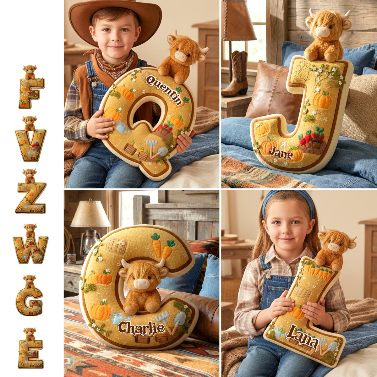 Highland Cow Farming Alphabet Pillow - Personalized Gifts For Highland Cow Lovers 04kimg081225-Homacus