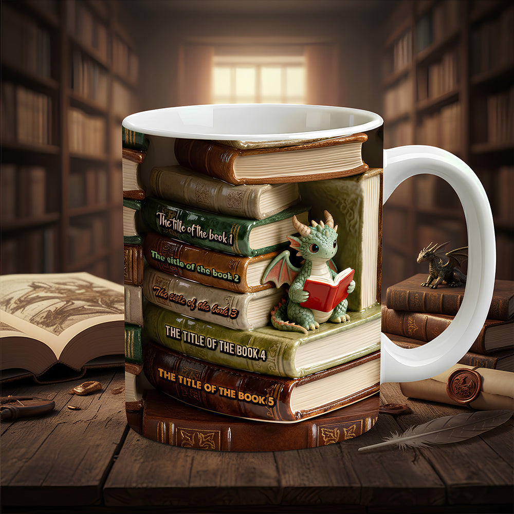 Dragon Reading Book Coffee Mug- Personalized Gifts For Book Lovers 08OHDT301225-Homacus