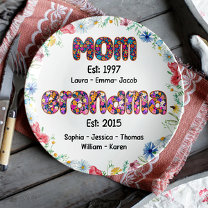 Personalized Gifts For Mom Ceramic Round Plate 02xqpu240325-Homacus