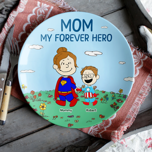 Personalized Gifts For Mom Ceramic Round Plate 02napu220325pa-Homacus