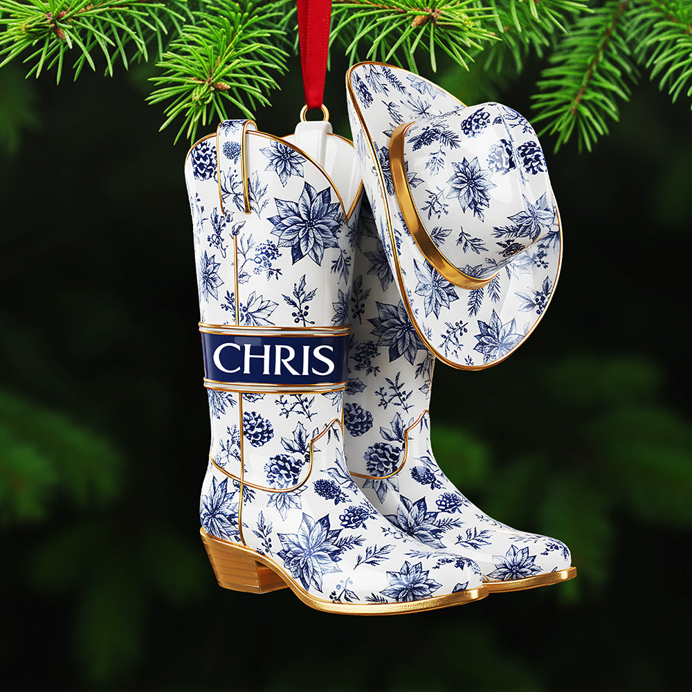 Personalized Gifts For Christmas, Cowboy Cowgirl Toile de Jouy Custom Shape Acrylic Ornament 01pgta011025-Homacus