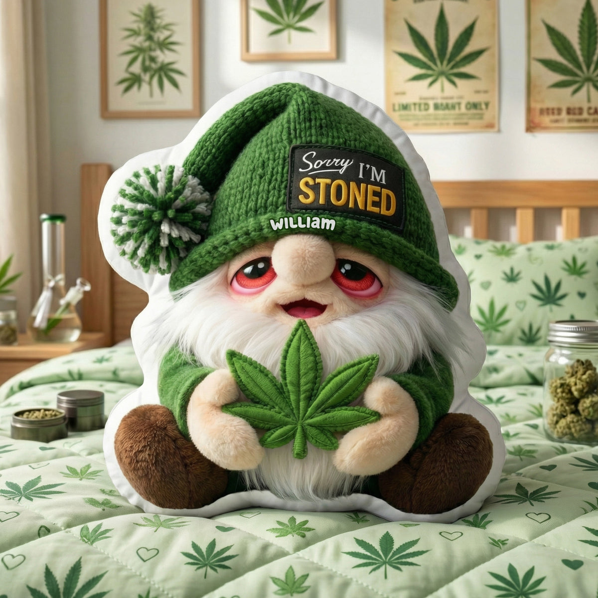 Gnome Stoned Pillow - Personalized Unique Gifts 04TOQN270326-Homacus
