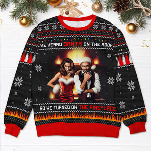 Custom Photo Gifts For Family Ugly Sweater, Turned On The Fireplace 05tgqn241024-Homacus