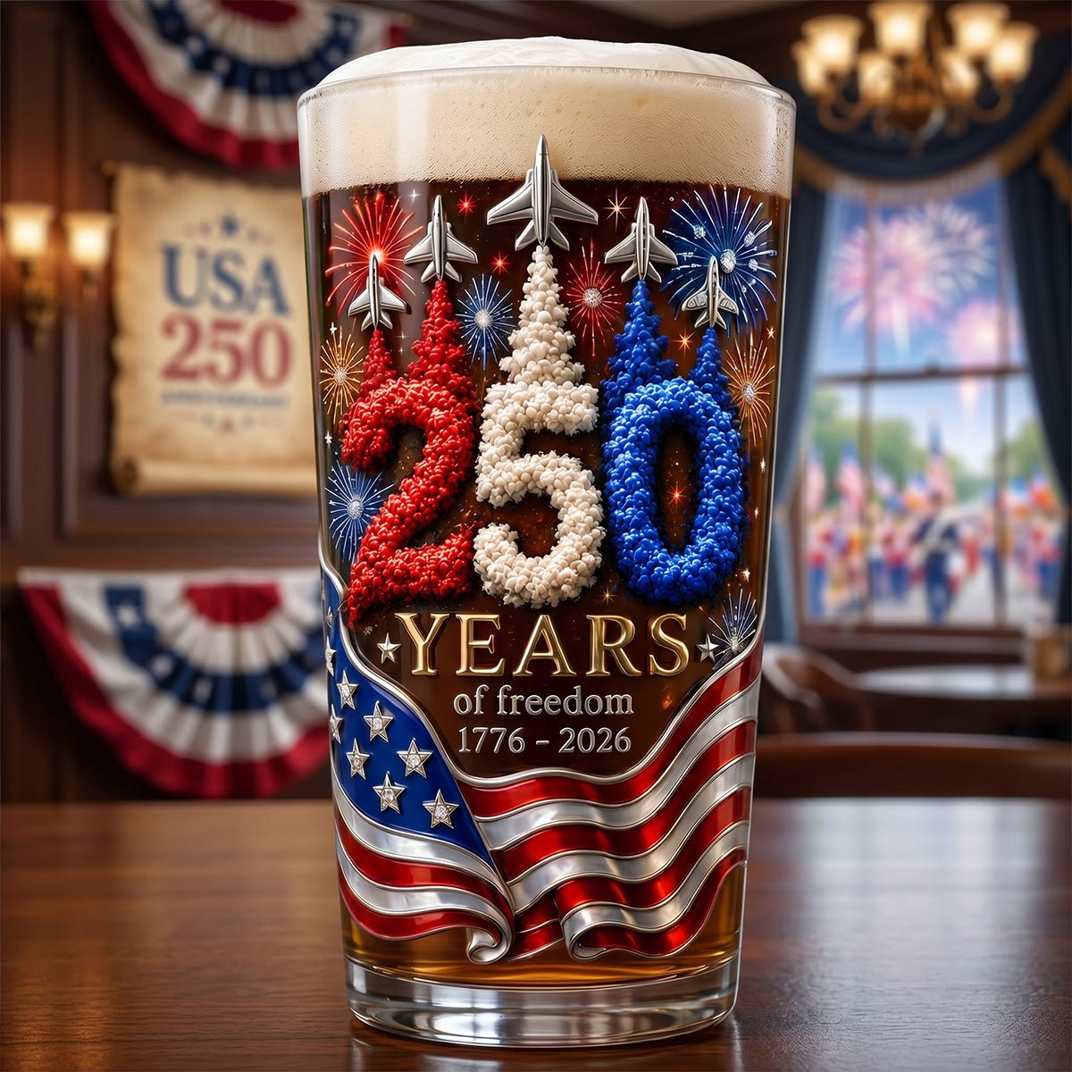 Independence Anniversary Tumbler Glass - Personalized Patriotic Gifts 04TOTN270526