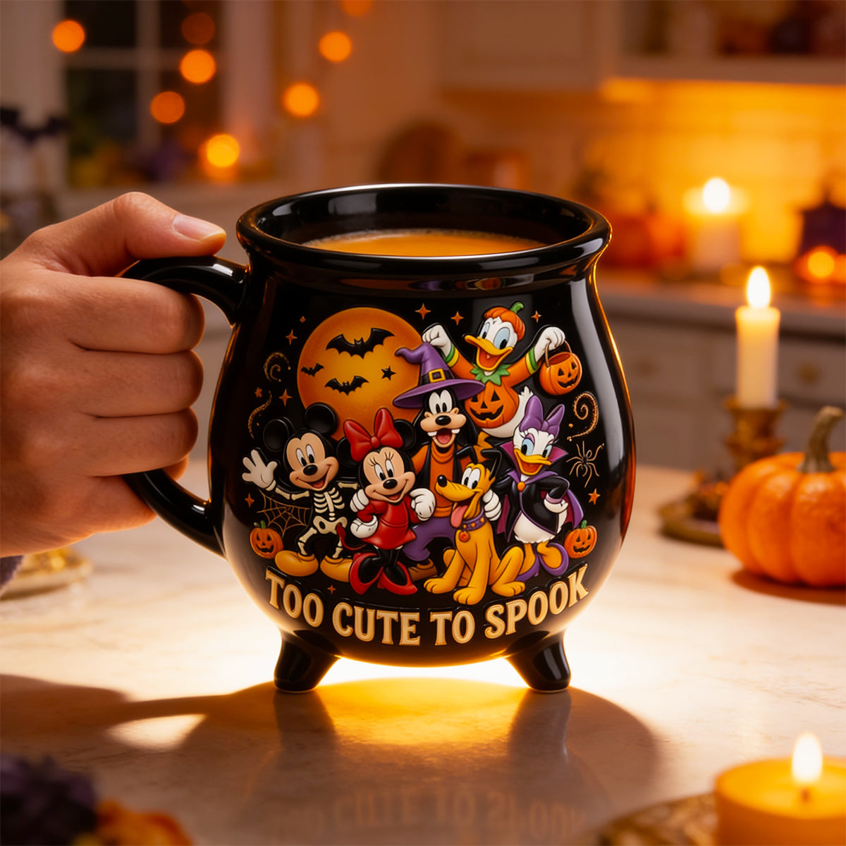 Cute Halloween Night Ceramic Cauldron Mug - Personalized Halloween Gifts 03pgdt220826