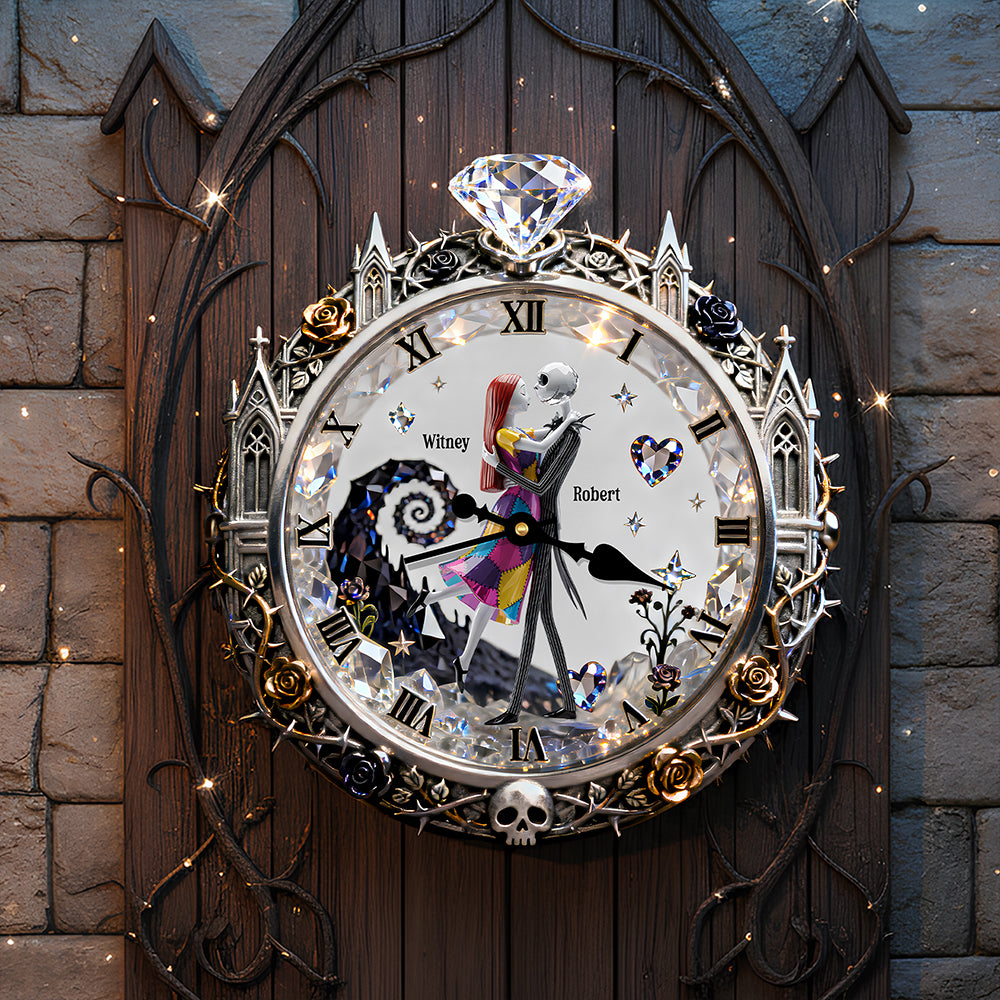 Spooky Couple Wall Clock - Personalized Gifts For Couple 1 Layer Acrylic Hanging Wall Clock 03PADT261225-Homacus