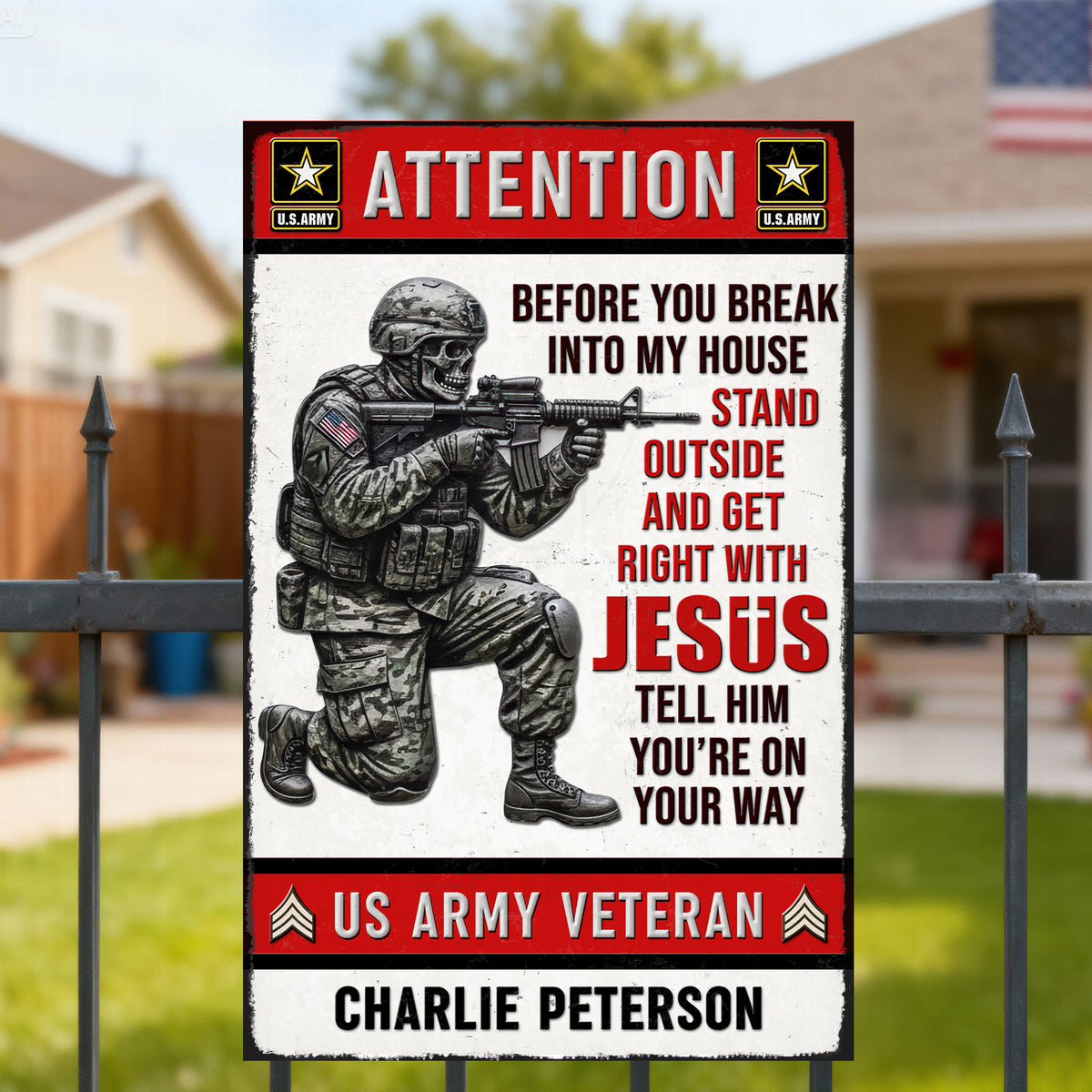 Veteran Home Warning Metal Sign – Personalized Gifts For Veteran 01kiqn231225-Homacus
