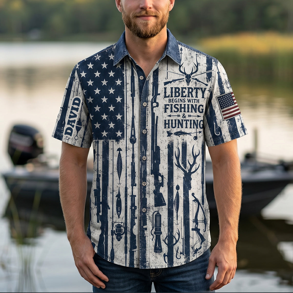 Proud American Heritage Hawaiian Dad Shirt, Personalized Gifts For Fishing & Hunting Lovers 03qhtn270526-Homacus