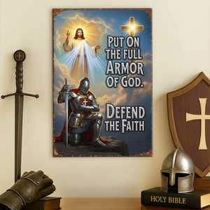 Kneeing Knight & God Print Metal Sign - Personalized Gifts For Christian 03HUPU150725-Homacus