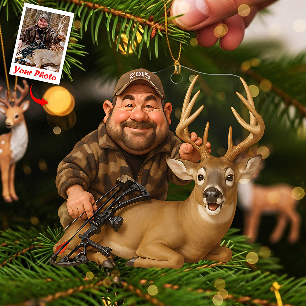 Caricature Art Hunting Ornament - Custom Photo Gifts For Hunting Lovers 03ohta210825-Homacus