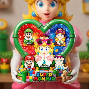 Heart Shape Retro Game Mom Acrylic Plaque - Personalized Gifts For Mother's Day Plaque 03HUDH170426-Homacus