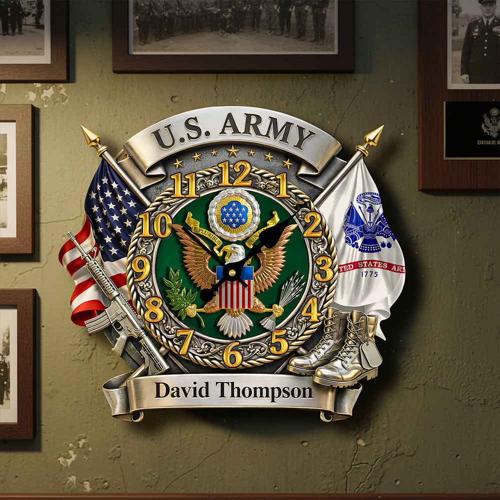 Veteran Wall Clock - Personalized Gifts For Military 1 Layer Acrylic Hanging Wall Clock HUVP030626-Homacus
