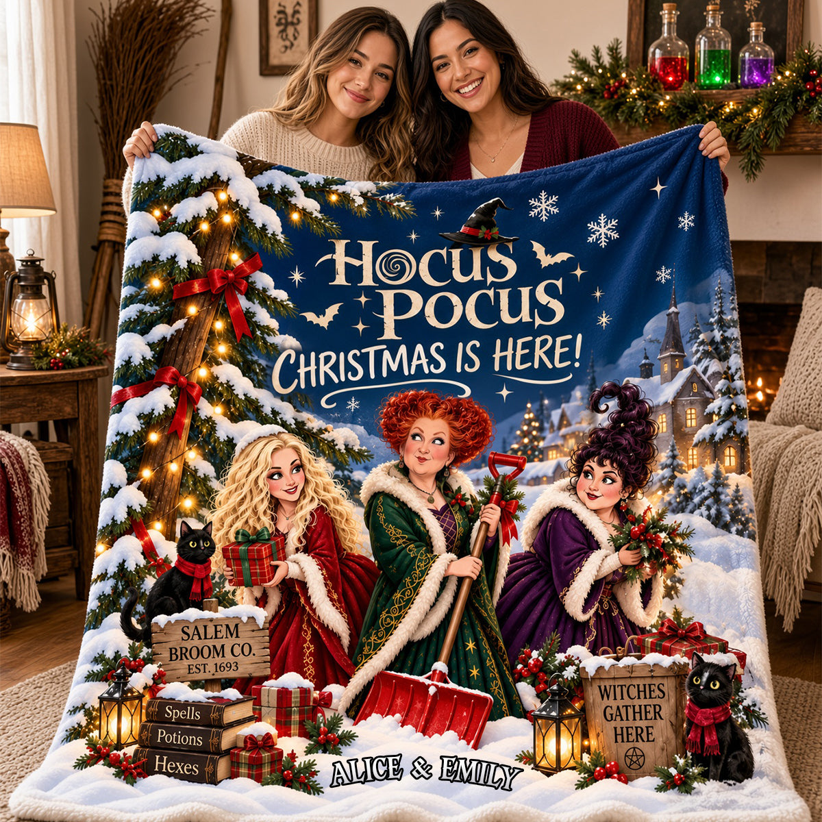 Christmas Witchcraft Blanket - Personalized Gifts For Witch Lovers 04qhdh081026-Homacus