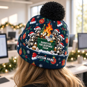 Raccoon Dumpster Fire Response Team Bobble Beanie Hat - Personalized Gifts For Coworkers 01QHDT241026-Homacus